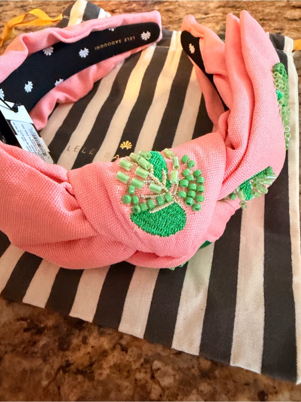 Lele Sadoughi Paradise Pink Holly Palm Beach Headband NWT